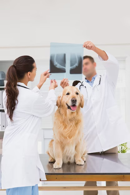 veterinarian-coworker-examining-dogs-x-ray
